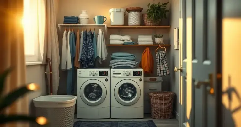 Decoração de lavanderia pequena: organização eficiente